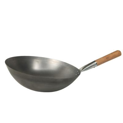 China General Use for Gas and Induction Cooker Cast iron japanese iron wok with wooden lid for sale