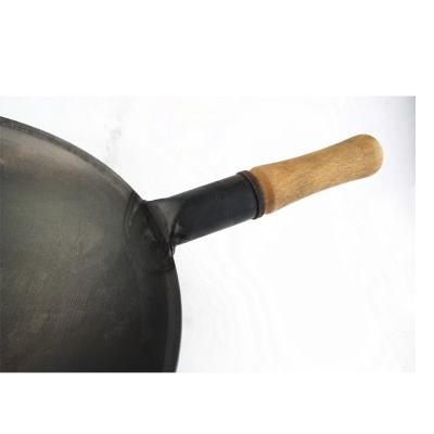 China Sustainable Mandarin Carbon Steel Wok with Wood Handle/blue steel wok/black for sale