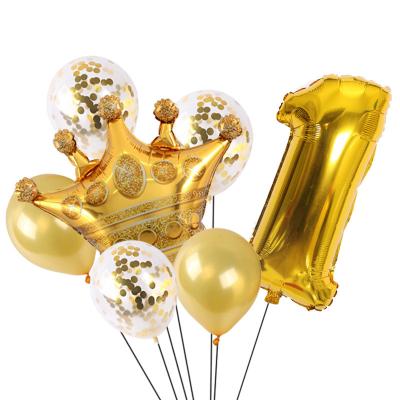 China Factory direct supply popular for children party balloons one year decoration suite room layout birthday golden balloons for sale