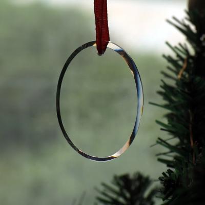 China Crystal Blank Crystal Glass Oval Shape Christmas Tree Hanging Ornament MH-12883 for sale