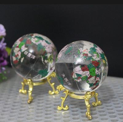 China China Color Map Glass Crystal Globe With Metal Stand MH-Q0219 for sale