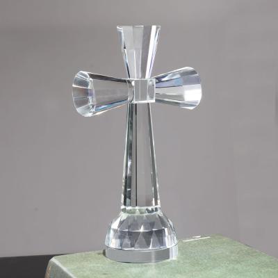 China Europe clear crystal glass holding cross MH-15550 for sale