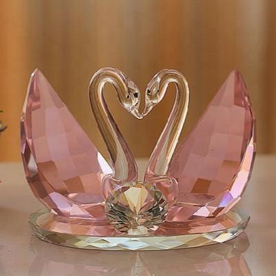 China Rose Crystal Couple Swan Figurine MH-D0274 from Europe for sale