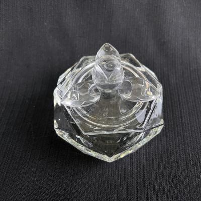 China Crystal Octagon Home Glass Jewelry Trinket Box With Flower Lid MH-QT0478 for sale