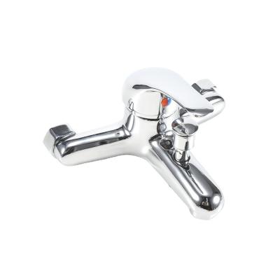 China High Quality Zinc Alloy Metered Faucets Polished Chrome Plating Bathroom Single Handle Mixer Tap Wall Mounted Faucet for sale