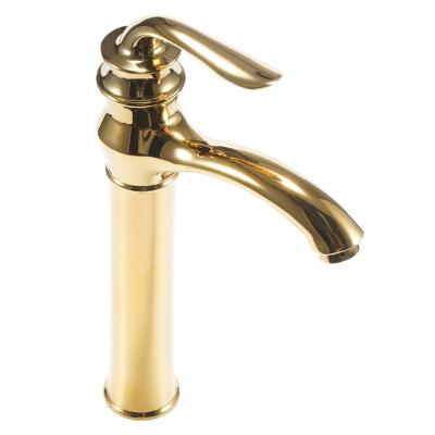 China Single Basin Faucet Brass Faucet Handle Metered Gold Collar Plated Surface Body OEM Customized Bathroom Parts for sale