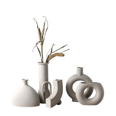 China Wholesale Cheap Ceramic Mid Century Modern Minimalist Vase Art Flower Vase Vases for sale