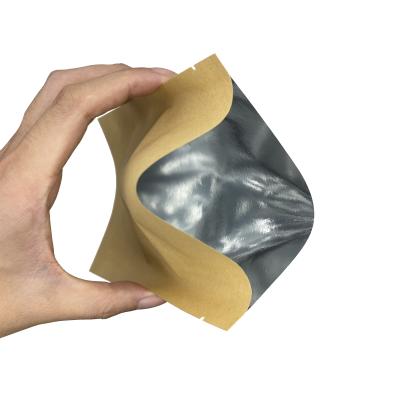 China Barrier Aluminum Foil Kraft Paper Bag 3 Sides Sesal No Zipper Sachet Heat Seal Paper Bags 50G 100G 200G In Stock for sale