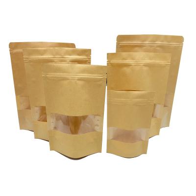 China 100 Pcs Aseptic Stock Zip Lock OEM Food Grade Kraft Paper Waterproof Available Bag With Zip for sale