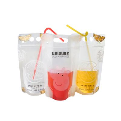 China 2021 Summer Pouches Matte Clear With Hanghole Colorful Recyclable Drinking Straws For Beverage Cooler Bags Zipper Plastic PO Resealable OEM for sale