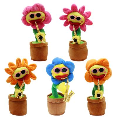 China EE782 120 Plush Singing Dancing Cactus English Plush Toys Flower Stuffed Doll Shaking Electric Sunflower Dancing Recording Sunflower for sale