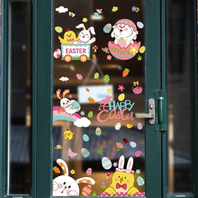 China EE679 PVC Wall Sticker Easter Bunny Wall Sticker Decorative Custom Printing Easter Egg Window Sticker Easter Egg Decoration Stickers for sale