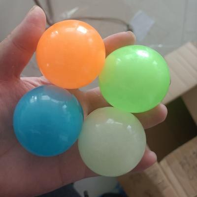 China TXL40 Relaxing Toy Sticky Balls Adults Kids Soft Luminescent Squishy Squishy Sticky Ball Ceiling Person Toys TPR Mochi Stress Sticky Ball for sale