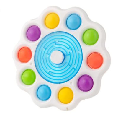 China EE415 Silicone Stirs Toys Trigger Puzzle Toy Sensory Kids Spin Push Fidget 10 Bubble Silicone Beans Gyro Spinner Spinner for sale