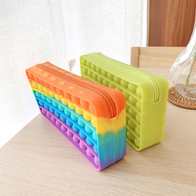 China K8 Silicone Stir Sensory Toys Bubble Stirring Person Stationery Bags Pencil Pouch Silicone Pen Box Rainbow Silicone Fidget Pencil Case for sale