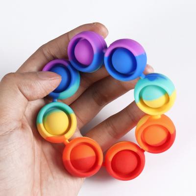 China A3736 silicone stir sensory toys silicone lift up toys bracelet fidgety Buddha beads bracelet rainbow relaxation fidgety bracelet for sale