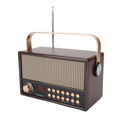 China Usb port/TF card Vofull display outside Europe retro classic fm switch portable radio high quality rechargeable wooden radio for sale