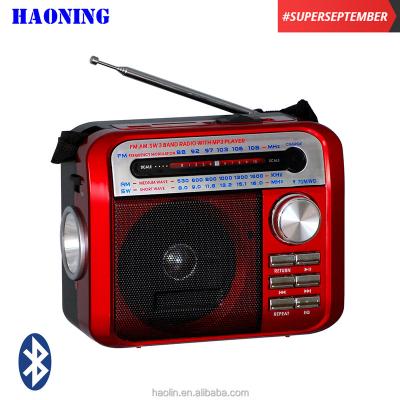 China BEST SELLING HAONING AM FM MW 3.5INCH 45HZ 4OR 3W USB SWITCH SD SD TOOTH PORTABLE BLUE RADIO WITH TORCH for sale