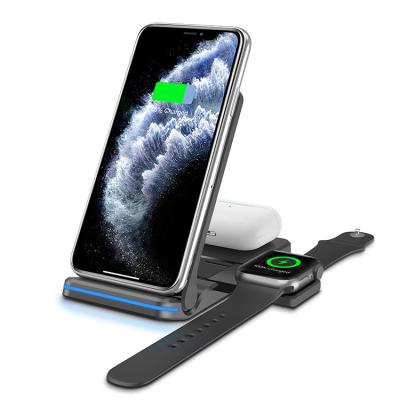 China Hot Selling New 3in1 Standard Battery Mobile Charger and Wireless Charger Stand for Apple Watch and Airpods for sale