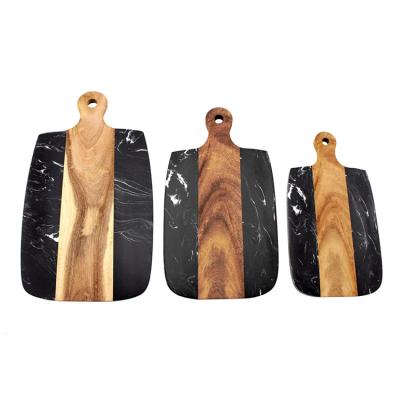 China Good Sustainable Marble And Acacia Wood Cutting Cutting Board Blocks With Handle for sale