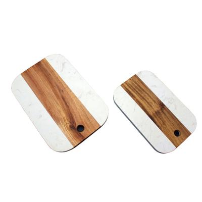 China Sustainable New Design Rectangle Acacia Marble Wood Cutting Cutting Board Blocks for sale