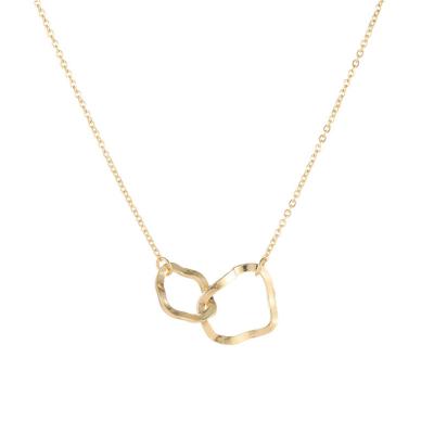 China TRENDY Irregular Geometric Quilting Necklace with Simple and Flexible Double Ring Clavicle Chain for sale