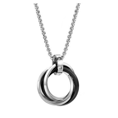 China FASHIONABLE Korean Unique Design Mens New Version Necklace Three Rings Couples Titanium Steel Pendant Necklace for sale