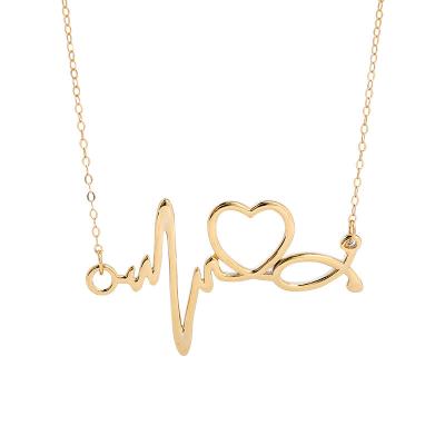 China FASHIONABLE Trendy 925 Women Silver Gold Plated Ecg EKG Heart Necklace for sale