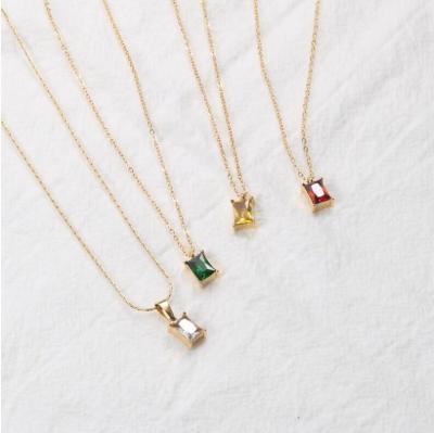 China Wholesale FASHIONABLE Diamond Cubic Zircon Pendant Necklace Women's Waterproof Jewelry 14k Gold Plating Stainless Steel for sale