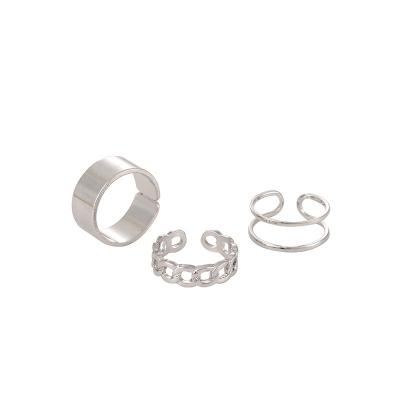 China FASHIONABLE hot sale unique fashion cool geometric circular ring set simple alloy resizable open ring for sale