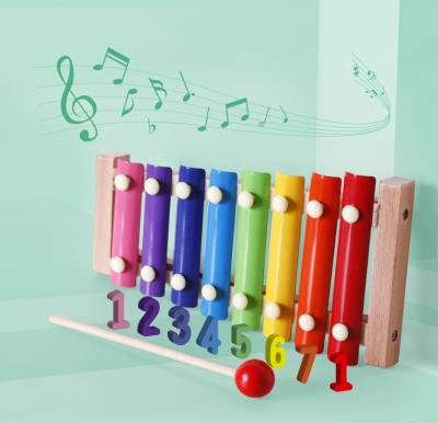 China Hot Sale 8 Tones Musical Instrument Toy Kids Wooden Xylophone Toy Blow Harp Eco-friendly Toy for sale