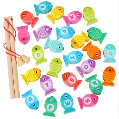 China Eco-friendly Material Kids Games Fishing Toy Game Kids 3D Wooden Magnetic Fish Baby Kids Educational Toys Gifts for sale