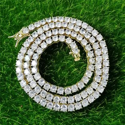 China 4mm Mens Womens High Quality Lead Free Copper CZ Diamond Iced Out Tennis Chain Necklace for sale