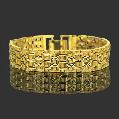 China The 18K gold lead-free bracelet of European and American fashion men's hop hip bracelet cool plated men's mania for sale