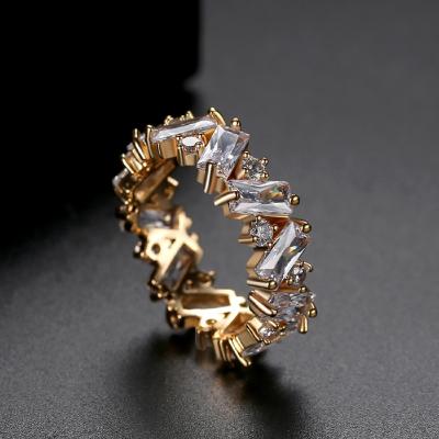 China OEM Ring Silver CZ Diamond Cut Zirconia Hip Hop Ring Bling Gold Plating Rapper Jewelry for sale