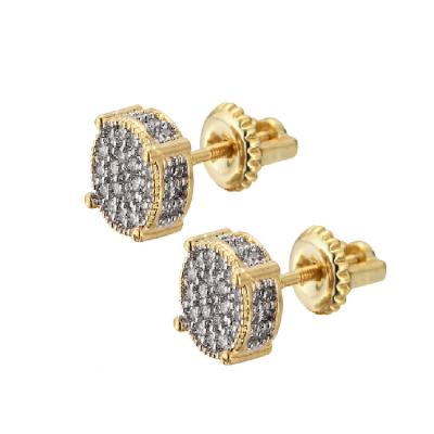 China OEM Micro Zircon Earring Inlaid Gold Plated Around Hip Hop Jewelry Stud Earrings Diamond Earrings For Men for sale