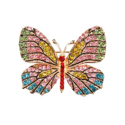 China Custom Bags New Design Bow Jewelry, Multicolor Rhinestones Butterfly Brooch For Wedding for sale