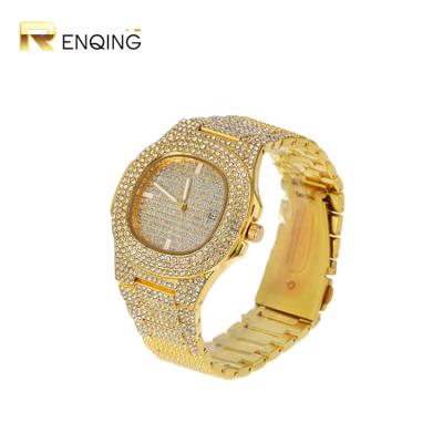 China Full rock lead free rock rap watch hip hop ice street watch brand luxury bling bling quartz iced shiny watch for sale