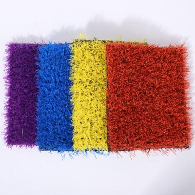 China Colorful color red blue purple yellow color playground Kindergarten artificial turf grass for sale