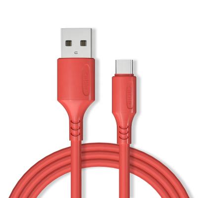 China Good Elasticity Band Red Color Soft Liquid Glue Fast Charging Type C Data Charging Cable For Mobile Phone for sale