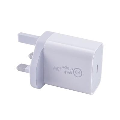 China Direct Plug Charging Wholesale QC+PD Wall Charger Power Adapter USB-C Type-C 20W UK PD Charger For iPhone 12 for sale