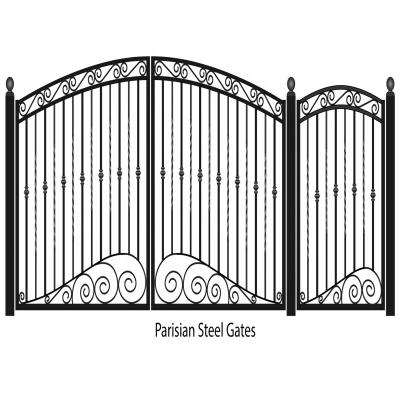 China Customized designs easily compiled laser cut iron gate design color gate base track design iron base track designs for sale