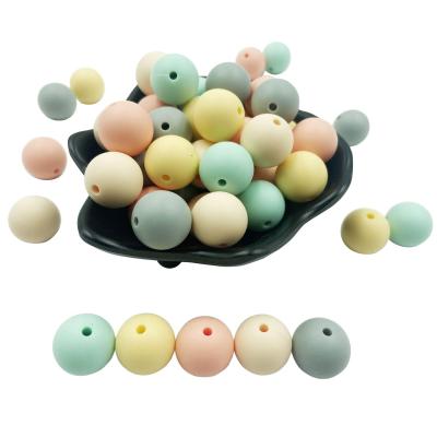 China 15mm Silicone Beads Unisex Candy Color Baby Teether Beads Anti-Drop Silicone Chew Beads Chain Accessories for sale