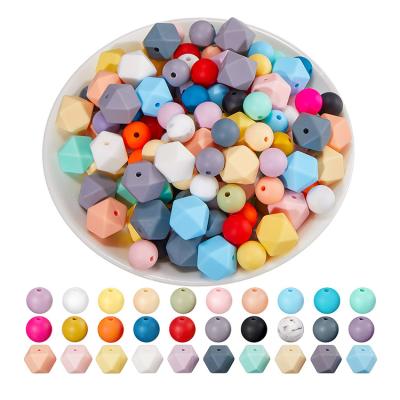 China Unisex Baby Teether Beads Color Hexagon Silicone Chew Beads Diy Silicone Beads Bracelet Jewelry Accessories for sale