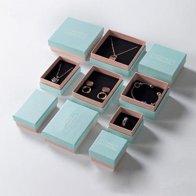 China Customizable Jewelry Packaging Box Logo Paper Blue Pink Jewelry Boxes Handmade Hot Sale Low Price for sale