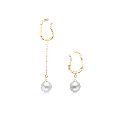 China Fashionable Gold Dangle Earrings Clip Earring Cuff Pearl Hypoallergenic Circle Ear Cut Jewelry Earrings For Women Girls for sale