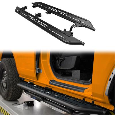 China High quality factory wholesaler black steel car side bar aluminum alloy running panel 4 universal doors 3 tubes for Ford Bronco for sale