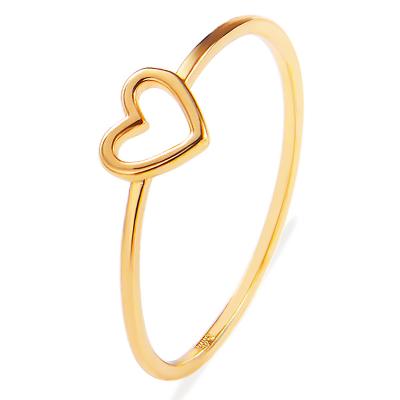 China Romantic Simple Hollow Heart Shaped Copper Ring Plating Jewelry Heart Peach Silver Love Ring for sale