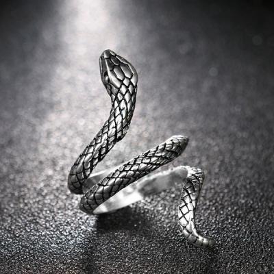 China Hiphop European and American alloy retro open ring exaggerated serpentine ring punk wholesale for sale