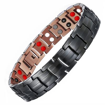 China 2020 Rose Copper Fashion Healthy Bio Energy New Arrival Magnetic Therapy Wristband Bracelet For Men's Gift for sale